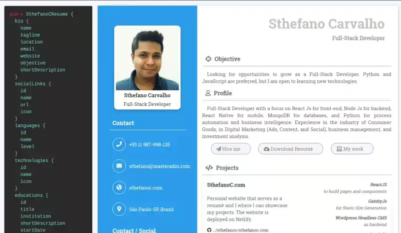 SthefanoC GraphQL Resumé